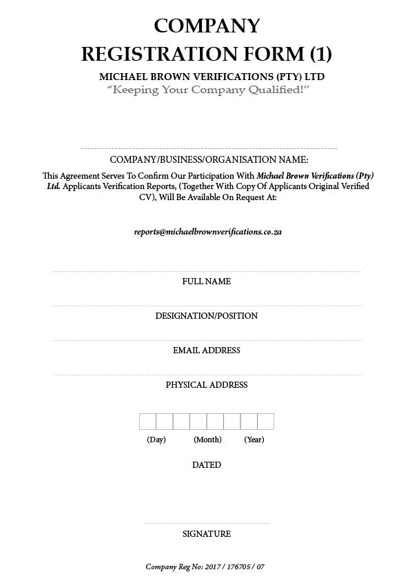 CO REGISTRATION FORM